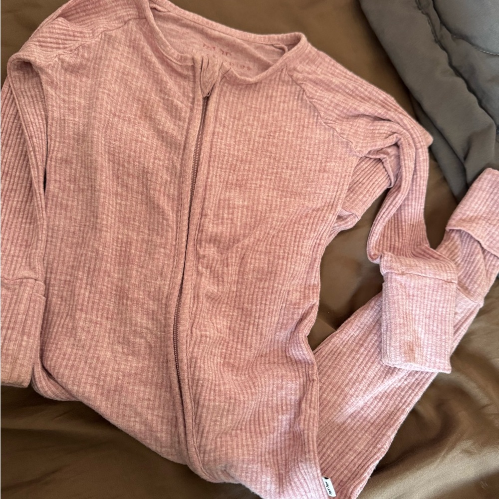 Little Sleepies Ribbed Mauve Zippy